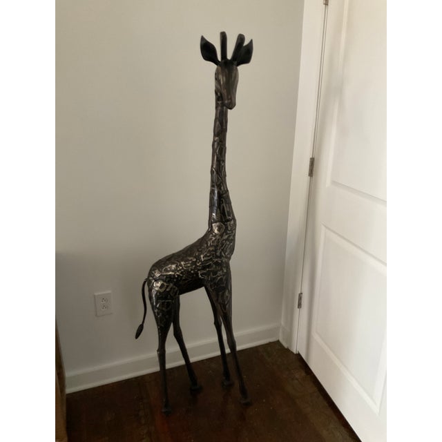 Metal Large Brutalist Mid 20th Century Welded Metal Giraffe Sculpture – Whimsical Floor Statue, Curtis Jere Style For Sale - Image 7 of 7