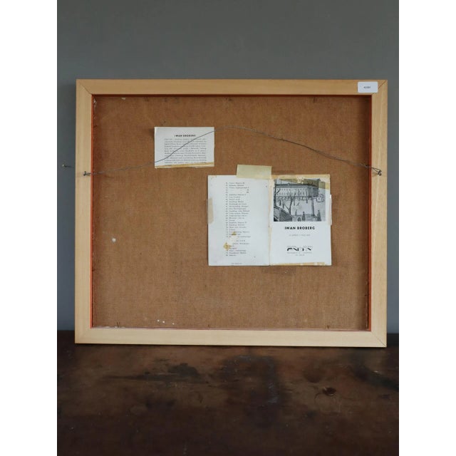 Mid-Century Modern 'Passing Moments' Vintage Original Expressive Street Scene Landscape Oil Painting, Framed For Sale - Image 12 of 12