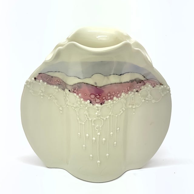 Early 21st Century Distinctive Slender Artisanal Pottery Vase by Carolyn Carroll, Signed For Sale - Image 5 of 13