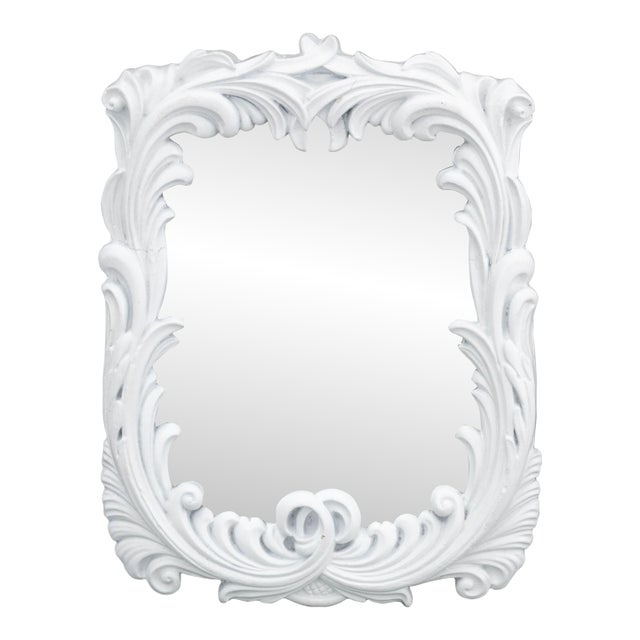 Serge Roche Style White Painted Wall Mirror For Sale