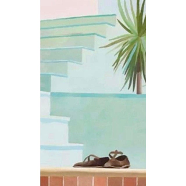Mid-Century Modern 1987 Original David Hockney "Pool and Steps" Louisiana Museum Exhibition Lithograph Poster Central Avenue Modern For Sale - Image 3 of 6