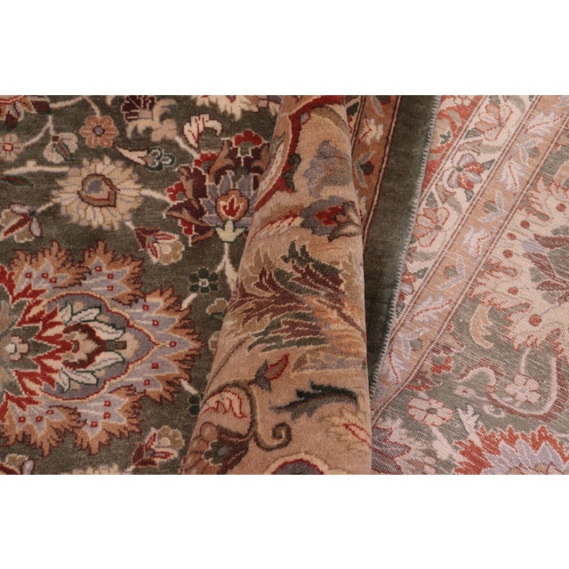 Textile 1990's Pak-Persian Green/Tan Wool Rug - 9'2'' X 11'8'' For Sale - Image 7 of 9