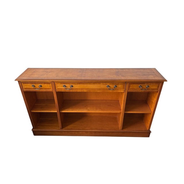 Wood Vintage English Yew Wood Low Bookcase or Sideboard For Sale - Image 7 of 7