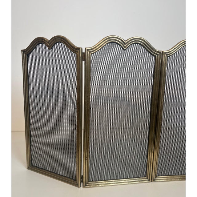 Neoclassical Style Brass Fireplace Screen and 4 Grate Panels For Sale - Image 10 of 12