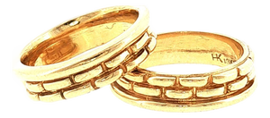 A Pair of Late 20th-Century 18k Yellow Gold Basket Weave Style Guard Rings, Size 6.5