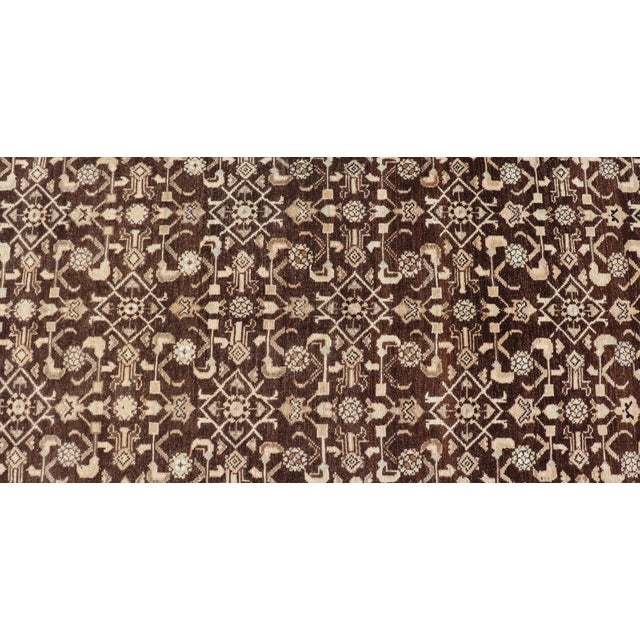 Vintage Persian Mahal Runner With All-Over Herati Design in Brown For Sale - Image 9 of 11