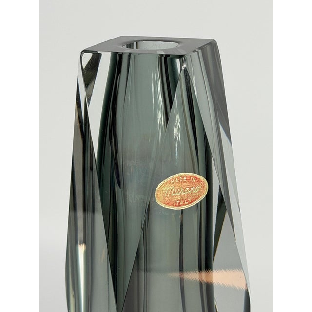 Large Murano Sommerso Faceted Smoke Grey Glass Vase from Mandruzzato, Italy, 1970s For Sale - Image 9 of 12