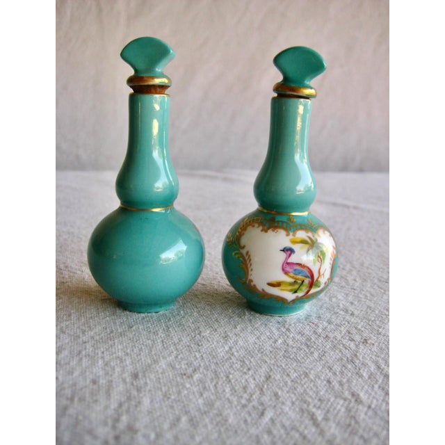 Turquoise Pair of Sevres Style Perfume Bottles 19 Century For Sale - Image 8 of 8