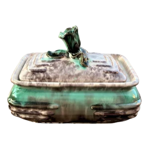 Vintage German Hand Painted Art Pottery Ceramic Lidded Casket Box