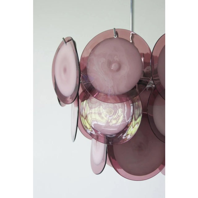 Chandelier with Murano Discs Glass from AV Mazzega, 1970s For Sale - Image 3 of 6