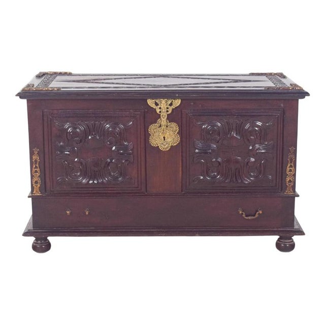 Antique Portuguese Carved Wooden Chest, 1890s For Sale - Image 14 of 14