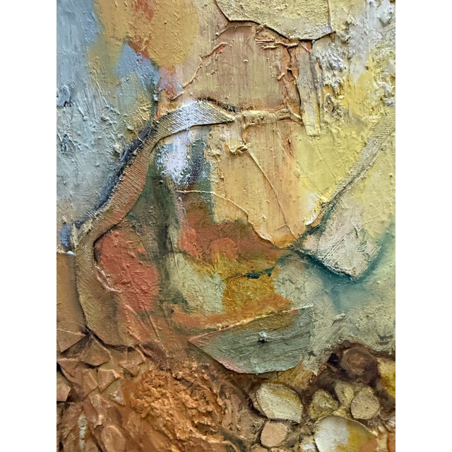 Yellow 1960 Heavily Impasto Mix Media Abstract Signed Silverman For Sale - Image 8 of 10