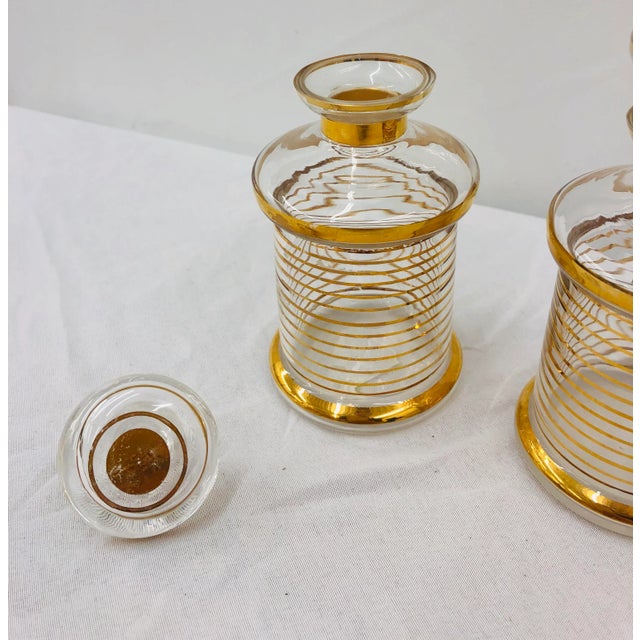 Antique Gold Rimmed Perfume Bottles - a Pair For Sale - Image 4 of 9