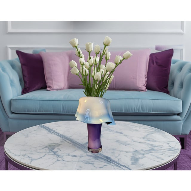 Murano Art Glass Purple White Draped Vase Signed Rich Pitkethly For Sale - Image 4 of 18