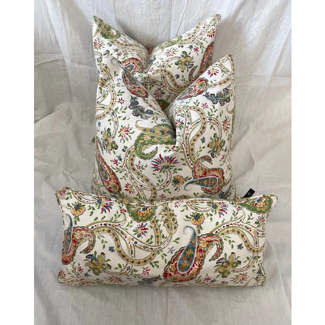 Set of 3 Paisley/Floral Print Decor Pillows For Sale - Image 4 of 8