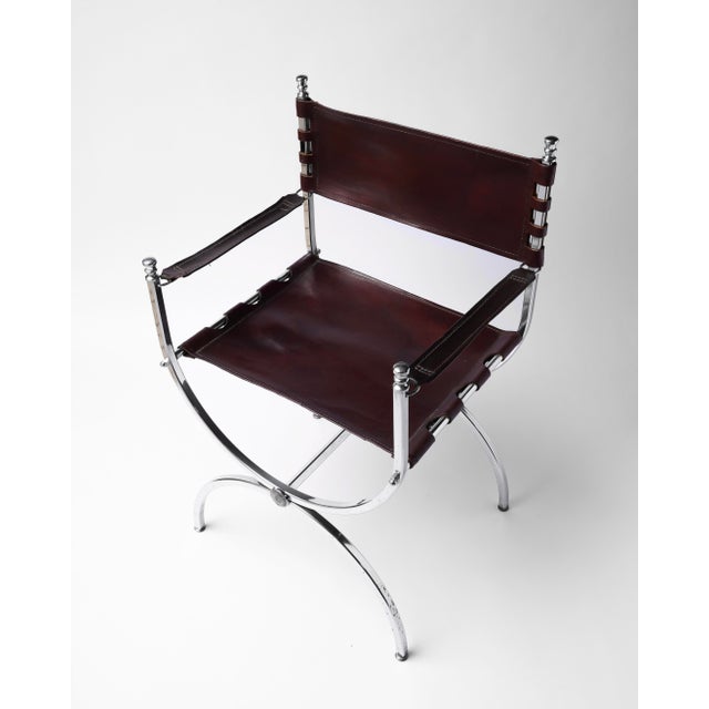 Brown Savonarola Armchair from Maison Jansen, 1960s For Sale - Image 8 of 14