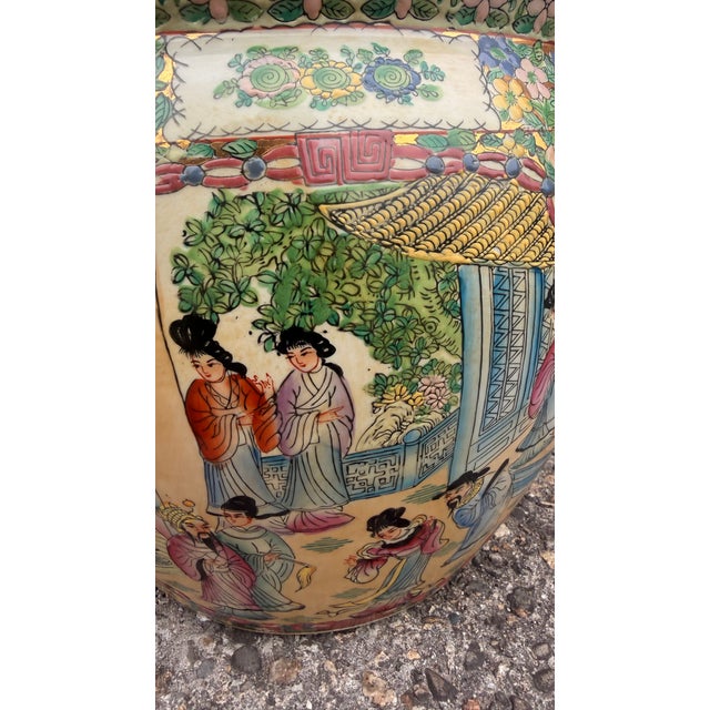 Vintage Chinese Famille Rose Porcelain Fishbowl Planter With Hand-Painted Goldfish Interior For Sale - Image 10 of 12