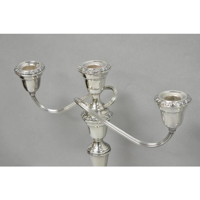 Vintage Gorham Yc3021 Silver Plated 3 Arm Convertible Candelabra - A Pair For Sale In Philadelphia - Image 6 of 15