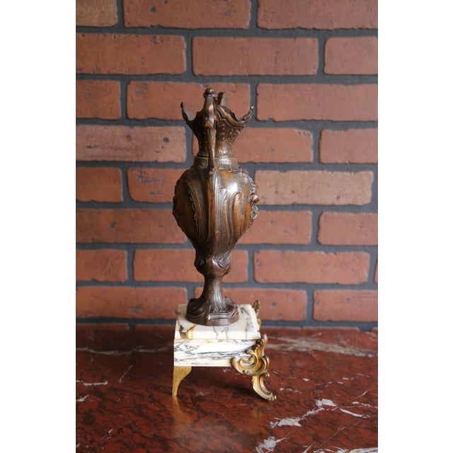 19th Century 19th Century French Bronze & Marble Vases For Sale - Image 5 of 10