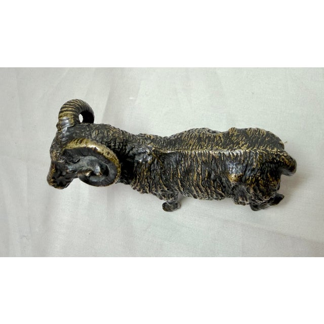 Antique 1800's Austrian Miniature Bronze Ram Statue Figure Sculpture Realistic For Sale In New York - Image 6 of 13
