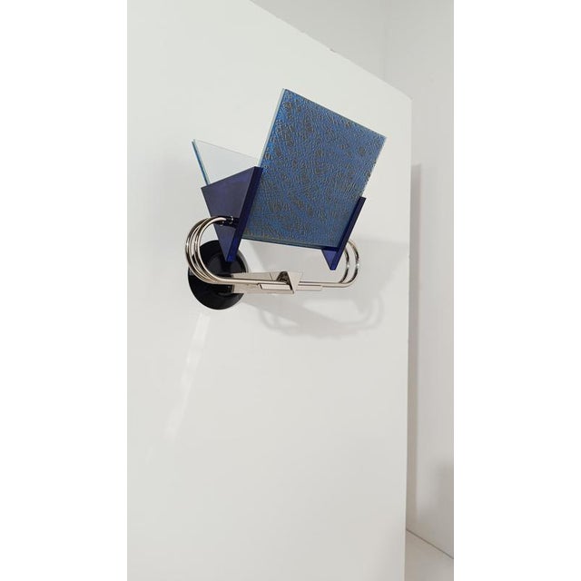 Blue Italian Post Modern Sconce attributed to Perry A. King & S. Mirand for Arteluce, 1980s For Sale - Image 8 of 18