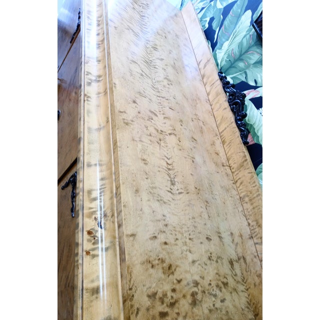 Vintage Large Tiger Wood 3 Compartment Honey Colored Storage Buffet