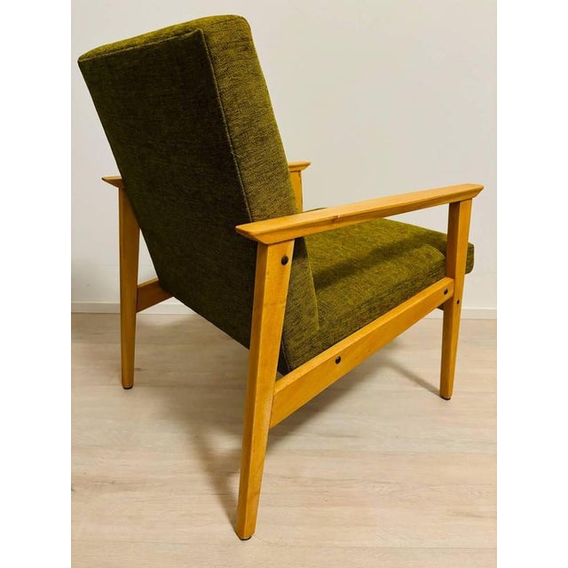 Textile Vintage Green Armchair, Czechoslovakia, 1970s For Sale - Image 7 of 10