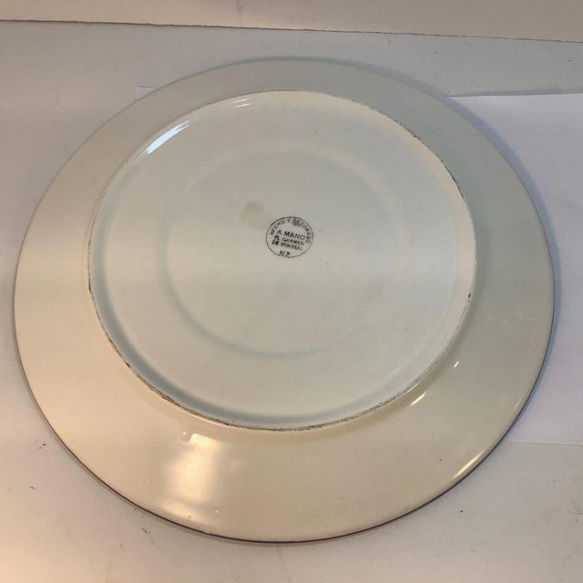 Mid-Century Hand Painted Blue & White Plate From Columbia, South America. For Sale - Image 4 of 7