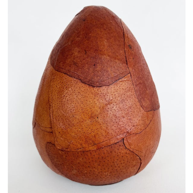 Vintage Artisan Studio Leather Encased Clay Orb Sculpture, Organic Modern Offered for sale is an artisan-crafted leather...