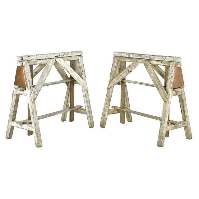 Copper Trestles in Patinated Solid Wood and Copper, Set of 2 For Sale - Image 8 of 8
