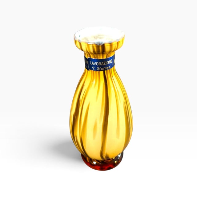 Vintage Murano Amber Swirl Art Glass Bud Vase, 1980s Italian Hand Blown (6" Height) For Sale - Image 10 of 15