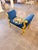 French Vintage Mini Velvet Royal blue Stool For Sale - Image 3 of 5