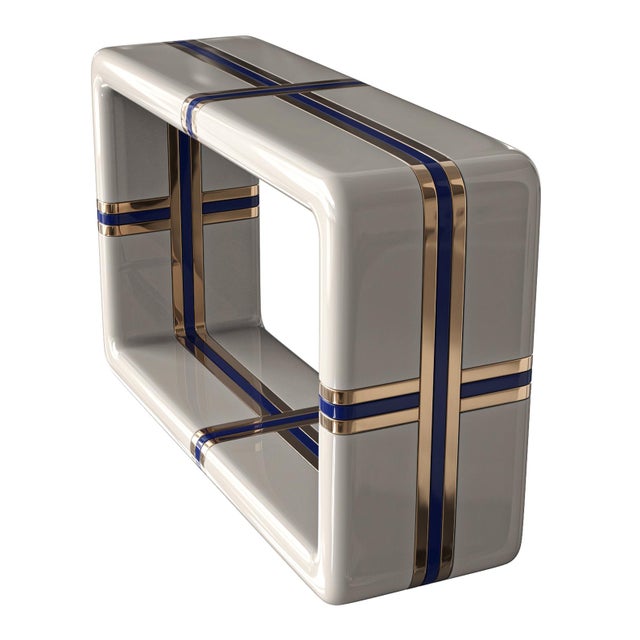 "Armonia" Console With Stainless Steel and Bronze Details, Handmade For Sale - Image 9 of 10
