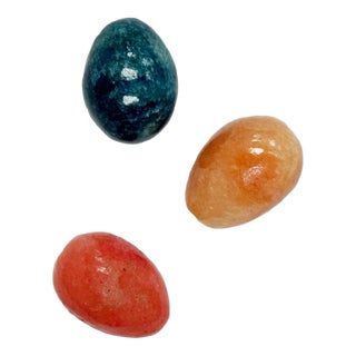 Vintage Colorful Petite Stone Eggs, Set of 3 For Sale