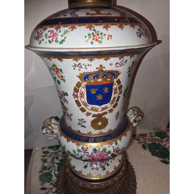 White Antique Samson Porcelain Urn Lamp For Sale - Image 8 of 15
