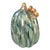 Late 20th Century Art Glass Hand Blown Teal Blue & Gold Iridescent Decorative Pumpkin For Sale