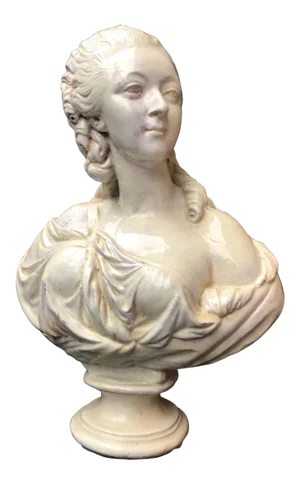 19th C. French Glazed Terracotta Bust of Countess Du Barry After Augustin Pajou