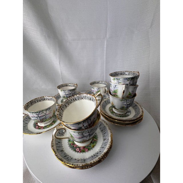 Vintage Royal Albert Silver Birch English Bone China Tea Service for 8 – Complete Set - 28 pcs For Sale - Image 11 of 18