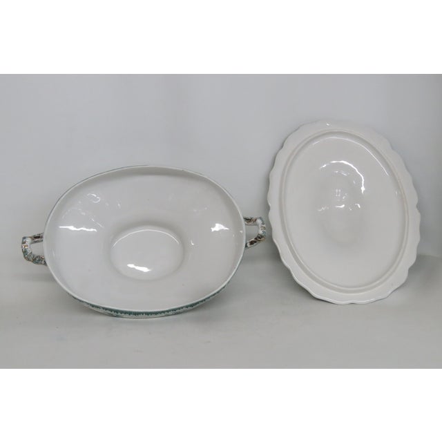 White Early 20th Century John Maddock and Sons Hamilton Royal Vitreous Green Lidded Turreen Dish For Sale - Image 8 of 17