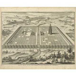 Ancient Babylon with the Tower of Babel, 1730, Paper For Sale