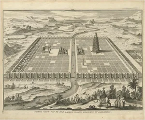 Ancient Babylon with the Tower of Babel, 1730, Paper