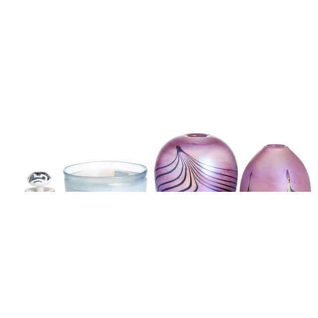 Crystal and Glass Cachepot Jars and Bottle by John Ditchfield for Kosta Boda and Isle of Wight Glass, Set of 4 For Sale - Image 5 of 8