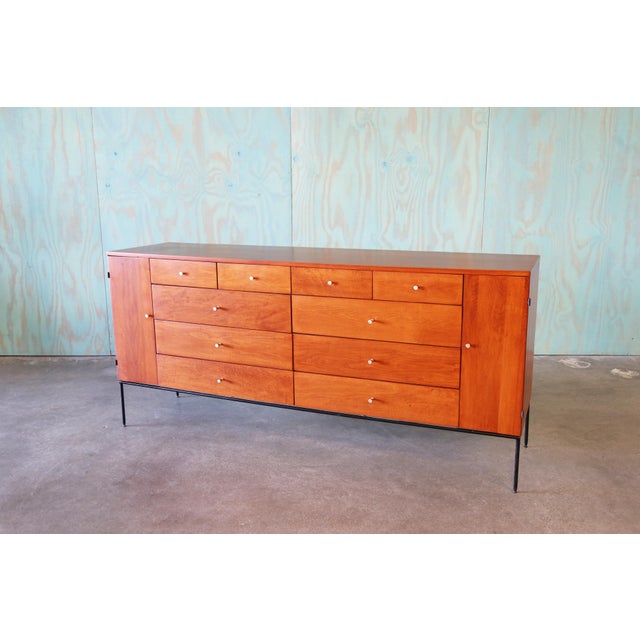 Mid-Century Modern 1950s Mid Century Modern Paul McCobb 20 Drawer Chest of Drawers on Iron Base For Sale - Image 3 of 15