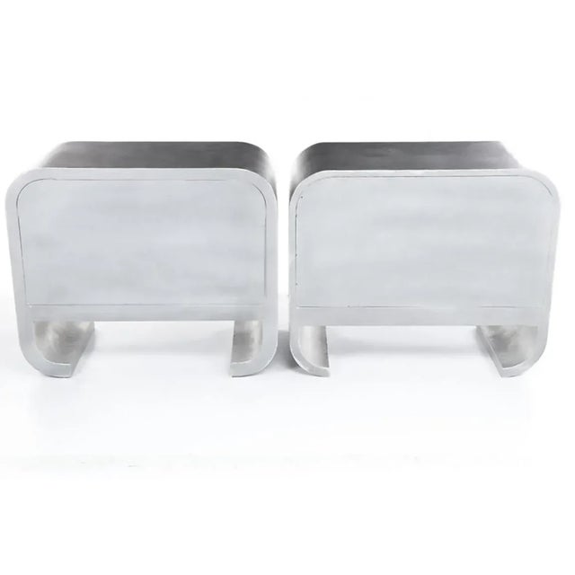 1980s Pair of Custom Built Silver Lacquered Waterfall Raffia Wrapped Two-Door Cabinets For Sale - Image 10 of 10