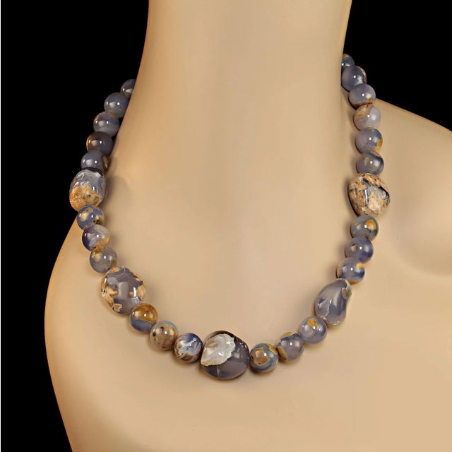 2020s Blue Chalcedony With Matrix Necklace For Sale - Image 5 of 6