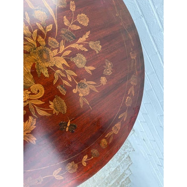 Mid 20th Century Charles X French-Style Marquetry Inlaid Pedestal Center Table For Sale - Image 10 of 15
