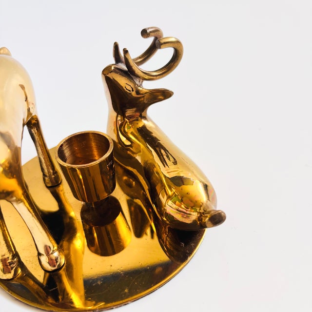 Vintage Brass Deer Candle Holder For Sale In San Francisco - Image 6 of 8
