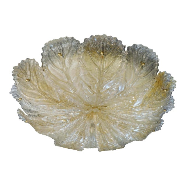 1960s Clear and Amber Graniglia Murano Flush Mount For Sale