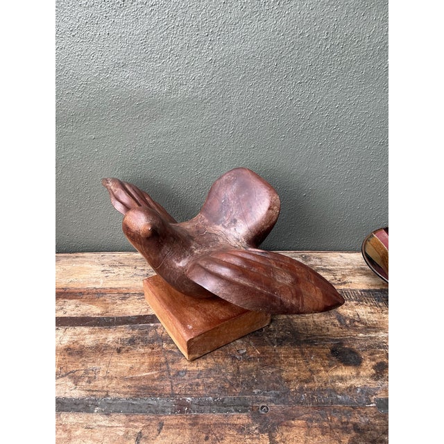 Vintage Carved Wood Bird Sculpture For Sale - Image 10 of 12