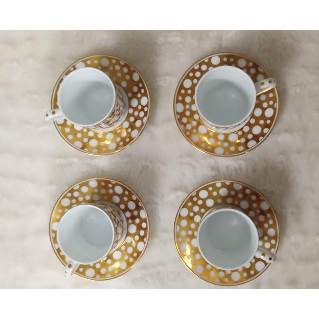 Italian 1990s Emilio Bergamin Taitu Diva Gold Dot Demitasse Set- 8 Pieces For Sale - Image 3 of 6